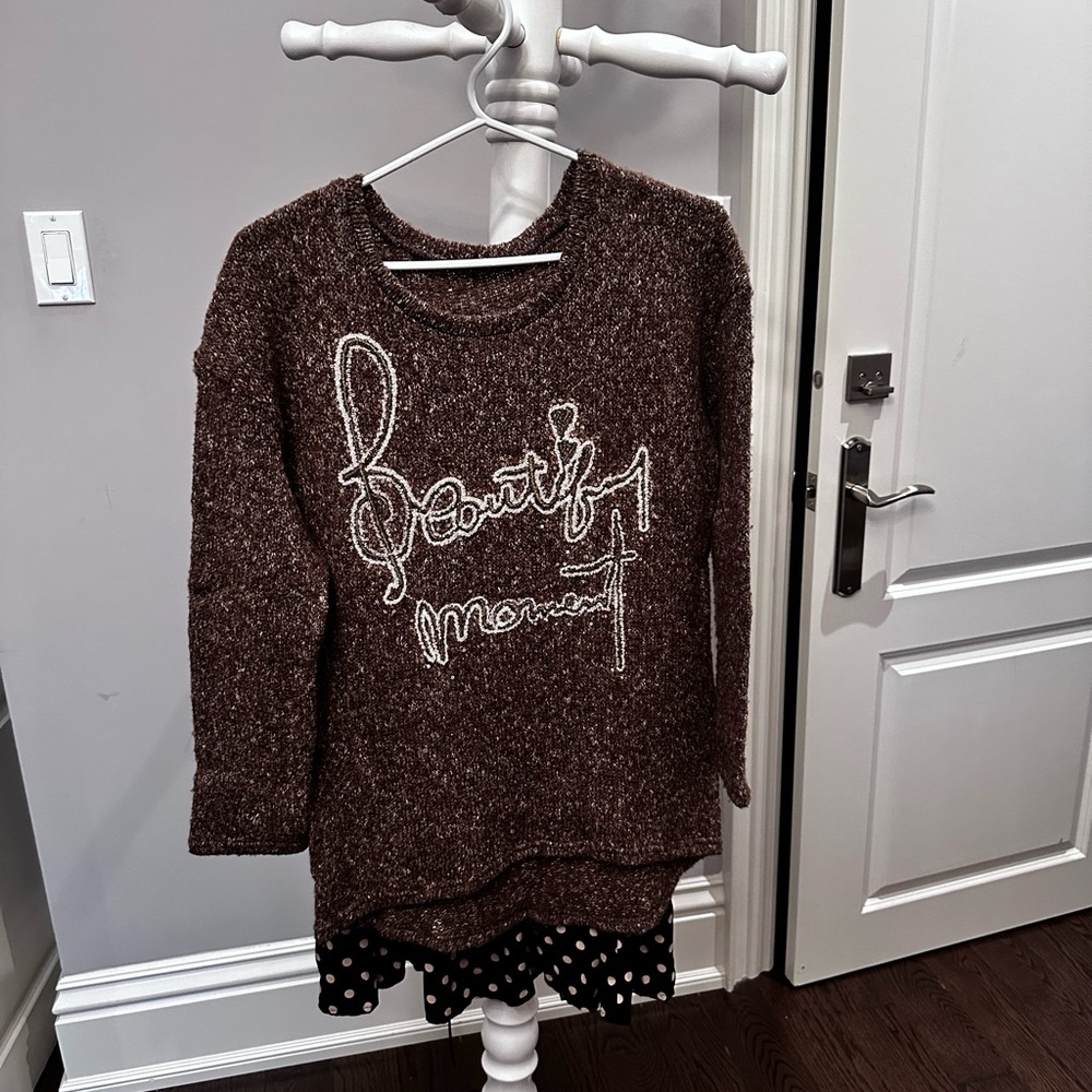 Women's Brown Sweater with Embroidered Design